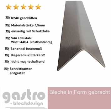 Edelstahl v4a Winkel geschliffen Kantenschutz